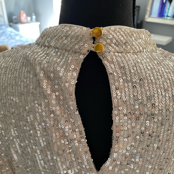 Sequined mock - neck sheath dress - Picture 5 of 7